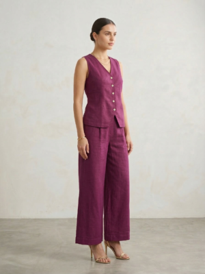 Pink Linen Waistcoat & Trousers Co-ord Set