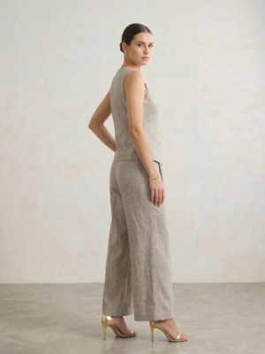 Grey Linen Waistcoat & Trousers Co-ord Set